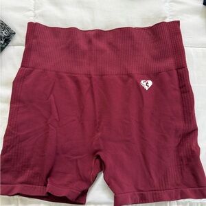 Women's Burgundy High-Waist Athletic Shorts